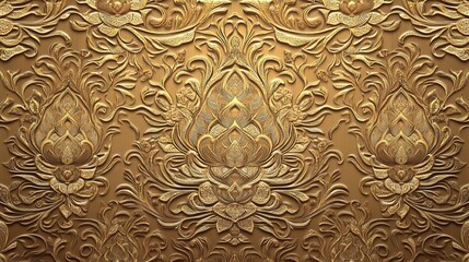 Abstract golden Thai background with a seamless pattern.