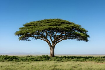 Obraz premium Baobab Tree, Featuring Its Iconic, Wide Trunk and Bare Branches, Standing Majestically Against a Sky or African Landscape, Symbolising Resilience and Longevity