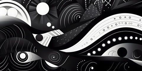 Abstract black and white background  with different geometrical forms