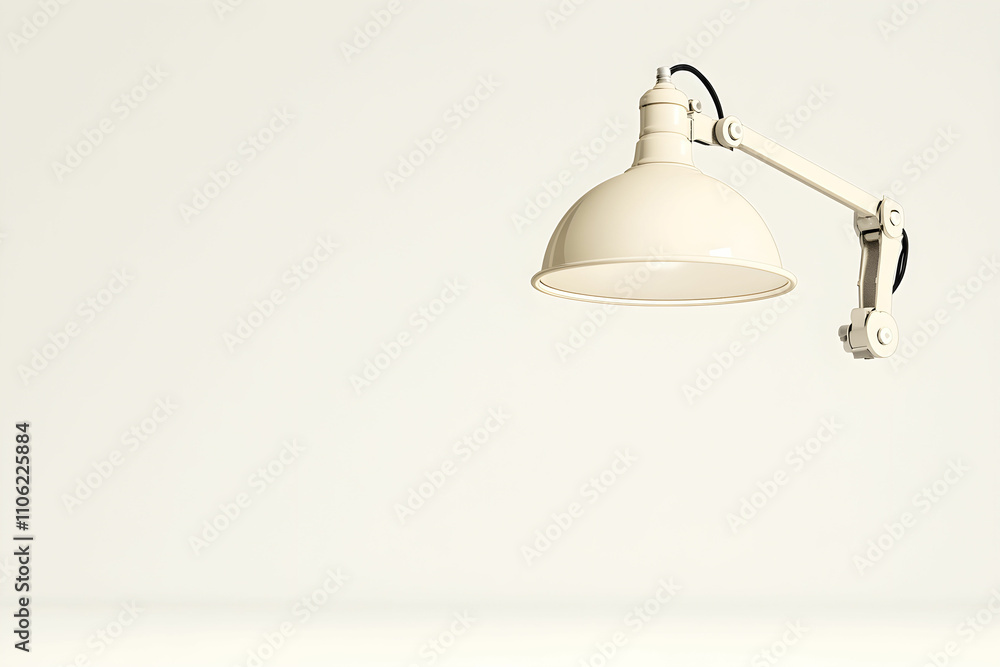 Poster modern minimalist desk lamp with adjustable arm and cream color on light background