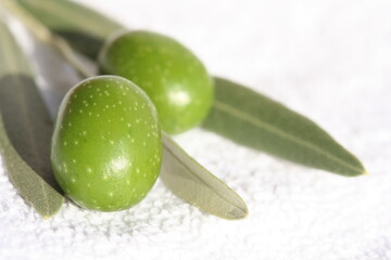 Olives on towel