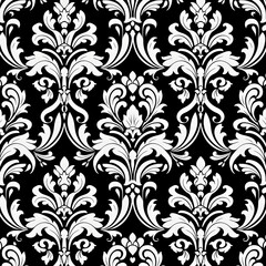Fototapeta premium Abstract black and white seamless pattern vintage background