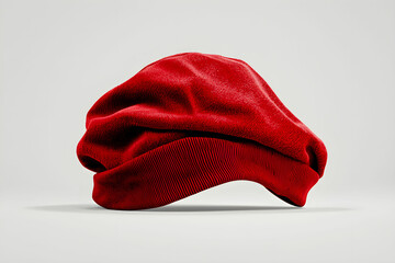 Bright Red Soft Beret Hat with Smooth Fabric Texture on Neutral Background for Fashion and Lifestyle Photography