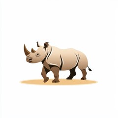 Fototapeta premium Captivating Illustration of a Rhinoceros Walking Gracefully in a Minimalistic Style, Perfect for Wildlife and Nature-Themed Projects and Designs