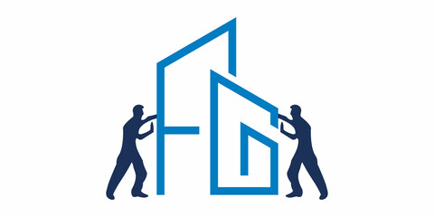 logo initials AG construction icon vector