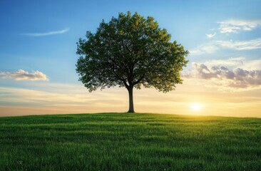 Obraz premium Solitary Tree at Sunset