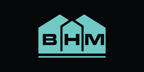 logo initials BHM construction icon vector