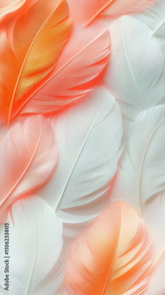 Poster delicate arrangement of colorful feathers creates a soft and inviting ambiance in a serene setting