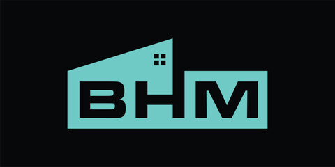 logo initials BHM construction icon vector