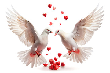 Obraz premium two white doves with heart
