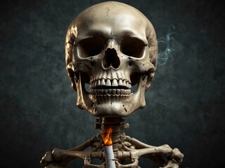 Fototapeta premium Health hazard warning with a cigarette skull illustration.