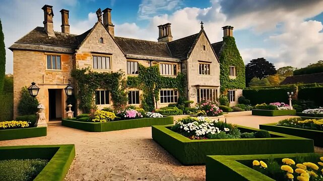 Charming English Country Manor Surrounded by Beautiful Gardens

