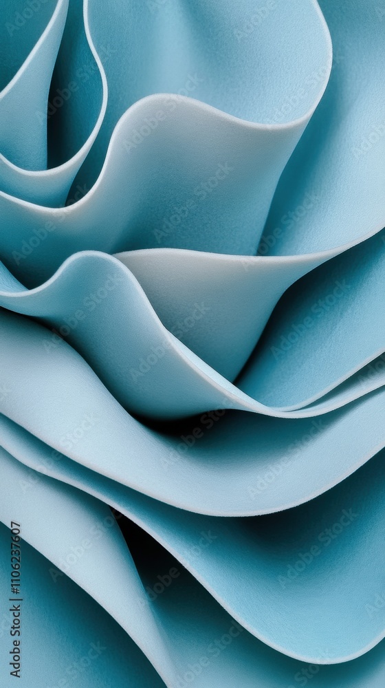 Poster soft blue abstract waves create a serene and calming visual effect, ai
