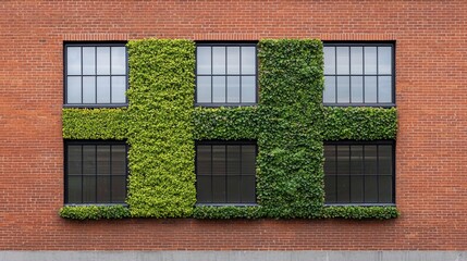 Obraz premium Brick Wall with Green Vertical Garden Design