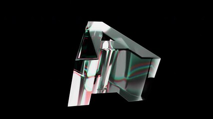 Motion graphics of glass with light dispersion effect. 3d A letter shape rotating render - Powered by Adobe