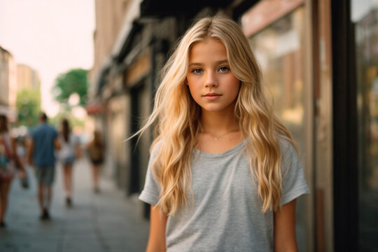 Retrato de ni&ntilde;a de polera gris 