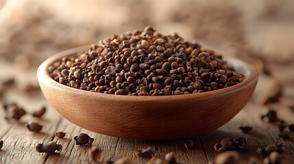 Artistic Display of Dried Whole Cloves on Weathered Wood Capturing Their Aroma and Distinct Characteristics