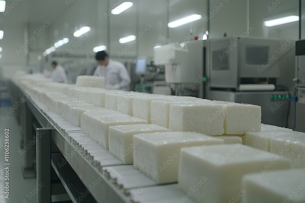 Aufkleber cheese production line is equipped with automated machinery, showcasing the efficient process of cur