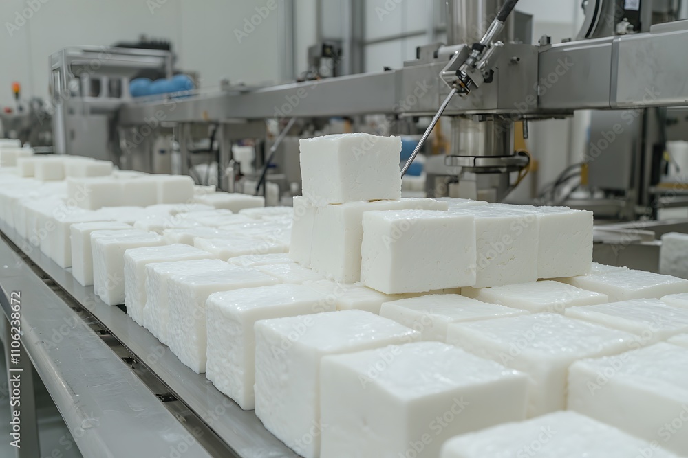 Aufkleber cheese production line is equipped with automated machinery, showcasing the efficient process of cur
