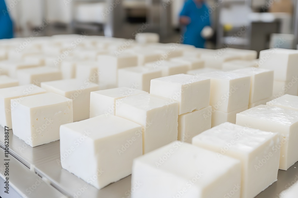 Aufkleber cheese production line is equipped with automated machinery, showcasing the efficient process of cur