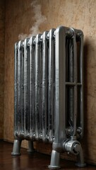Heating radiator with warm steam.
