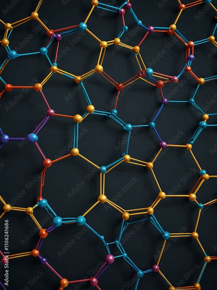 Poster hexagonal background with molecular structure.