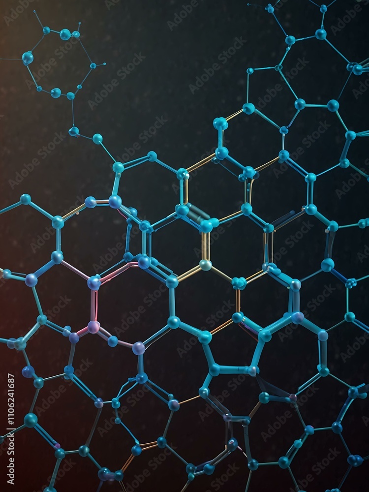 Poster hexagonal background with molecular structure.