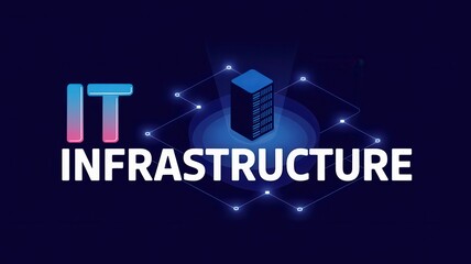 Fototapeta premium Modern Digital IT Infrastructure: Server Icon with Network Connections in Blue and Purple, Ideal for Technology Presentations