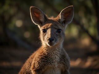 Fototapeta premium High-definition image of a baby kangaroo in soft lighting.