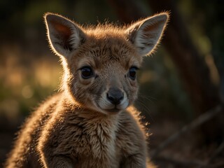 Fototapeta premium High-definition image of a baby kangaroo in soft lighting.