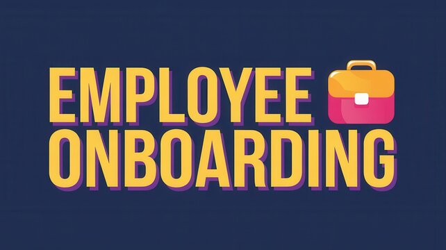 Modern Graphic Design: Employee Onboarding Text with Colorful Elements, Ideal for Corporate Training Materials