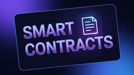 Digital Art Illustration: Smart Contracts in Neon Style - Ideal for Blockchain and Technology Marketing