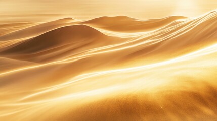 A luminous field of golden particles shimmers against a soft amber and cream gradient, evoking the serene beauty of sunlight reflecting on desert sands in tranquil motion