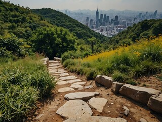 Obraz premium Hiking up Bukhan Mountain in Seoul, South Korea.