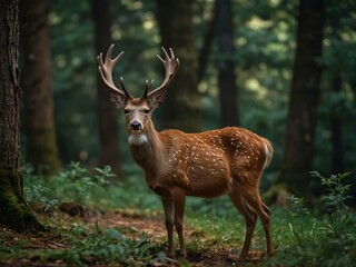 Fototapeta premium Hirsche (deer) in a scenic forest setting.