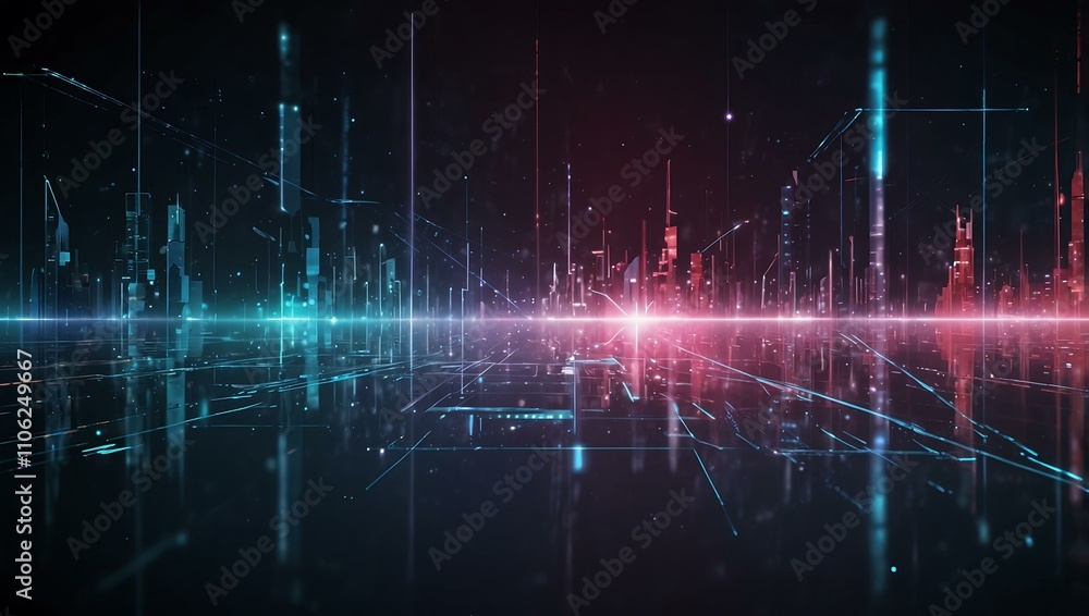 Poster hi-tech futuristic background with digital tech visuals.