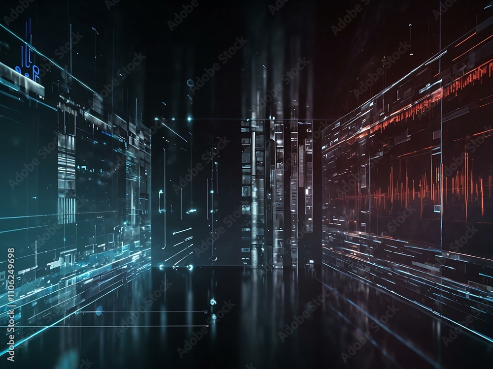 Poster hi-tech futuristic background with digital technology visuals.