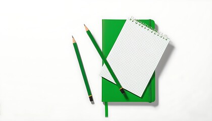Green Notebook and Pen for Creative Work