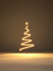 Obraz premium Glowing Minimalist Christmas Tree - Minimalist Christmas tree, glowing softly, symbolizes hope, joy, peace, celebration, and winter.