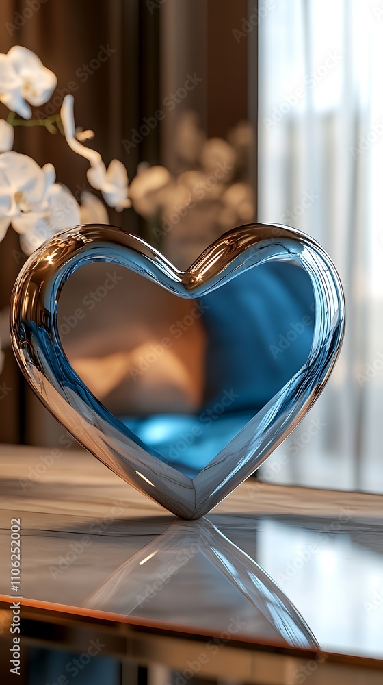 Poster Elegant heart-shaped mirror display decorative table setting image