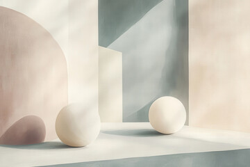 Minimalist Abstract Room with Shadows