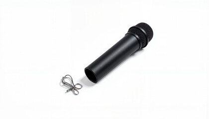 Isolated item on white background in the form of a black nozzle with a clip
