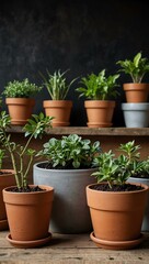 Fototapeta premium Home garden plants in pots isolated.