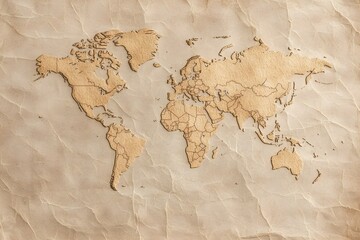 Old map paper with faded sepia tones and an aged texture, showcasing vintage cartography with intricate details and a weathered look, evoking a sense of history and adventure