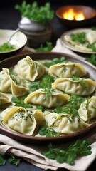 Homemade Kreplach dumplings with fresh herbs, a Jewish recipe guide.