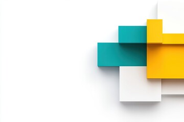 色と形の対比が際立つ現代的なアート作品が白い背景に配置されている