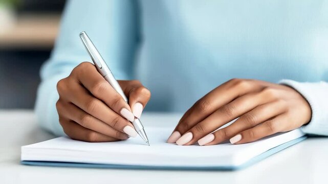 Hand writing progression: elegant penmanship captures creative flow on blank pages