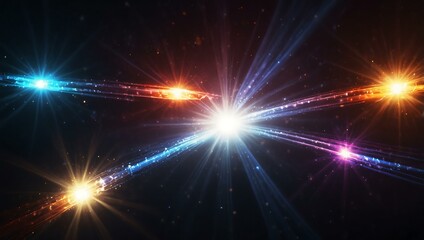 Horizontal moving lights and lens flares for a dynamic video effect.