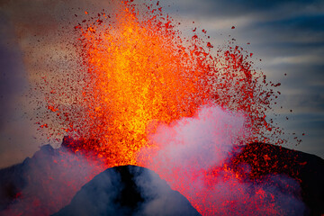 eruption volcano closeup