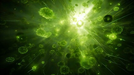 Bright Green Star Energy Fractal Design in Space Illustration
